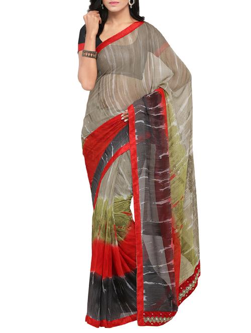 multi colored faux georgette printed saree with blouse - 13917637 - Very Small Image - 1