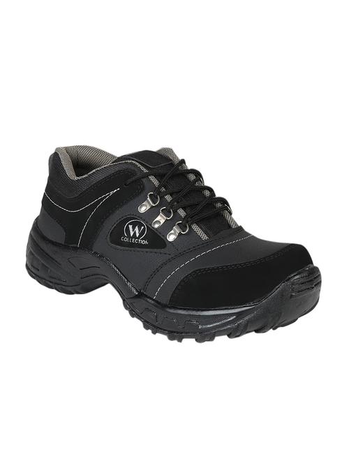 black leatherette lace up trekking shoe - 13917849 - Very Small Image - 1