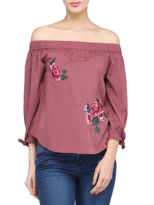 off shoulder floral applique top - 13920068 - Very Small Image - 1