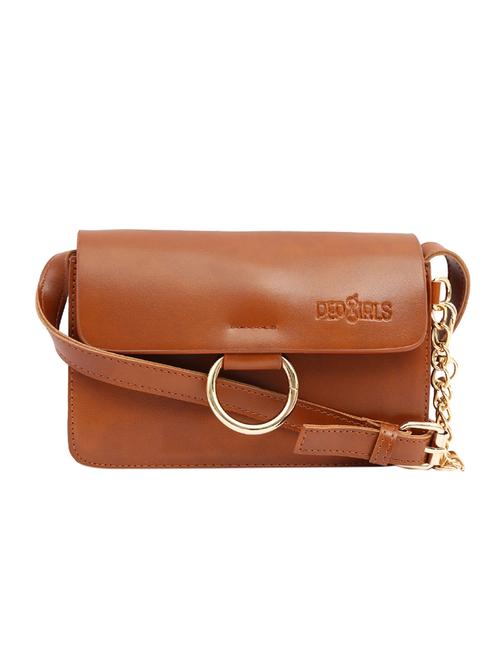 tan leatherette sling bag - 13920115 - Very Small Image - 1