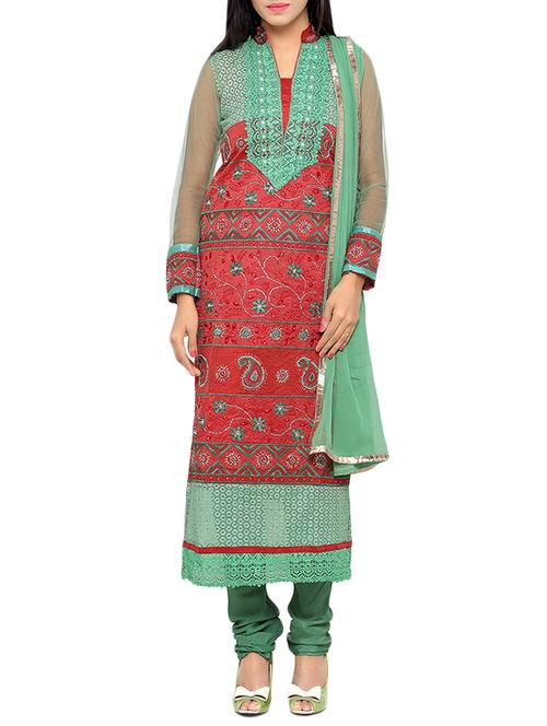 maroon chanderi cotton dress material - 13921115 - Very Small Image - 1
