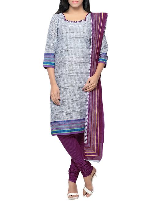 grey cotton dress material - 13921129 - Very Small Image - 1