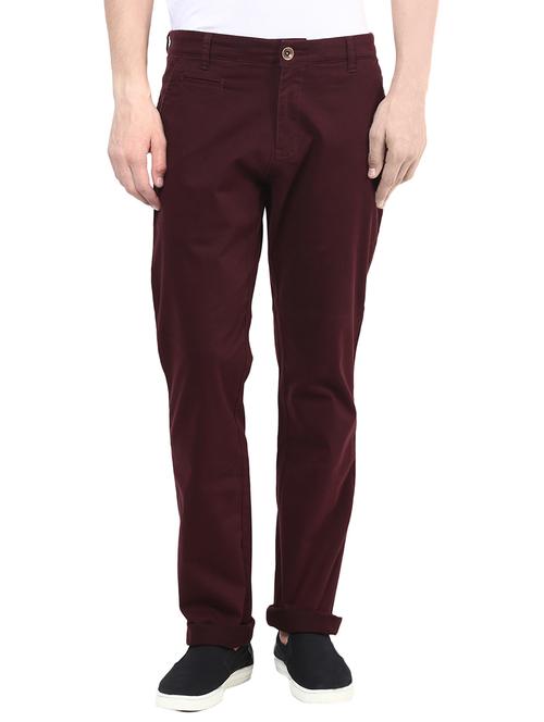 maroon cotton chinos casual trouser - 13922608 - Very Small Image - 1