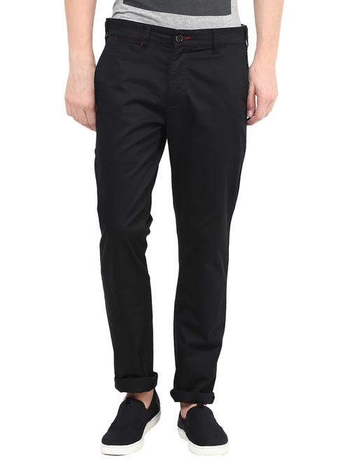 black cotton chinos casual trousers - 13922609 - Very Small Image - 1