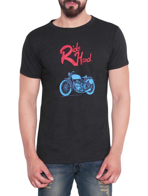 black cotton chest print tshirt - 13923283 - Very Small Image - 1