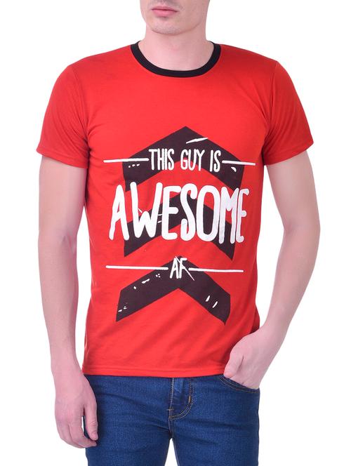 red cotton front print tshirt - 13923288 - Very Small Image - 1
