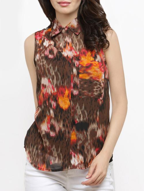 brown printed regular shirt - 13924042 - Very Small Image - 1