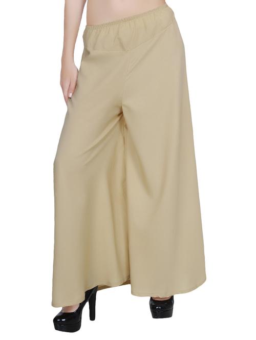 solid beige crepe palazzo - 13924306 - Very Small Image - 1