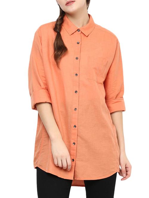 orange cotton regular shirt - 13924788 - Very Small Image - 1