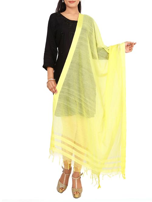 yellow plain viscose dupatta - 13925294 - Very Small Image - 1