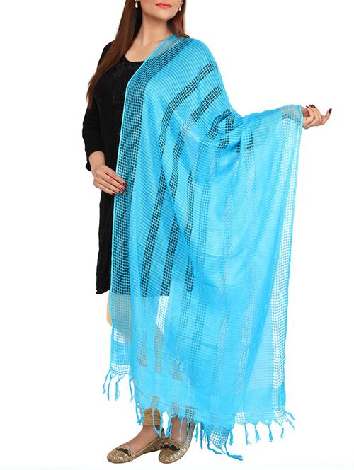 turquoise viscose woven dupatta - 13925297 - Very Small Image - 1