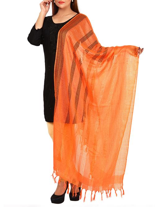 orange woven viscose dupatta - 13925316 - Very Small Image - 1