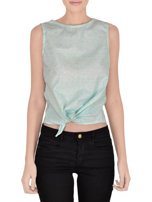 fadjuice green crepe tie-up top - 13926894 - Very Small Image - 1