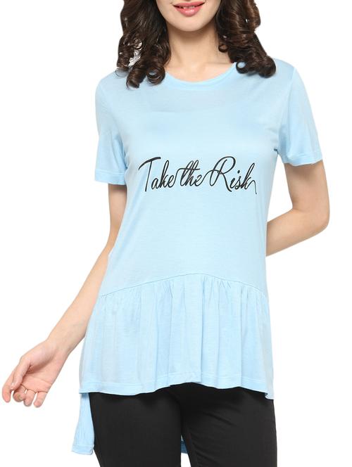 light blue printed viscose tee - 13927260 - Very Small Image - 1
