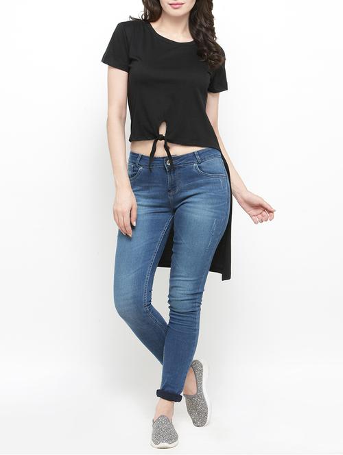 black cotton asymmetric tee - 13927282 - Very Small Image - 1