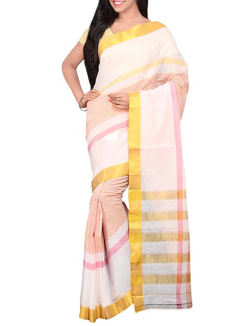 off white cotton printed saree - 13927595 - Very Small Image - 1