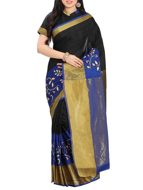 black silk embroidered saree with blouse - 13927777 - Very Small Image - 1