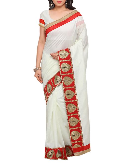 white silk bordered saree - 13927805 - Very Small Image - 1