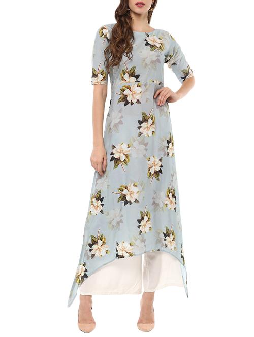 digital print asymmetric kurta - 13927909 - Very Small Image - 1