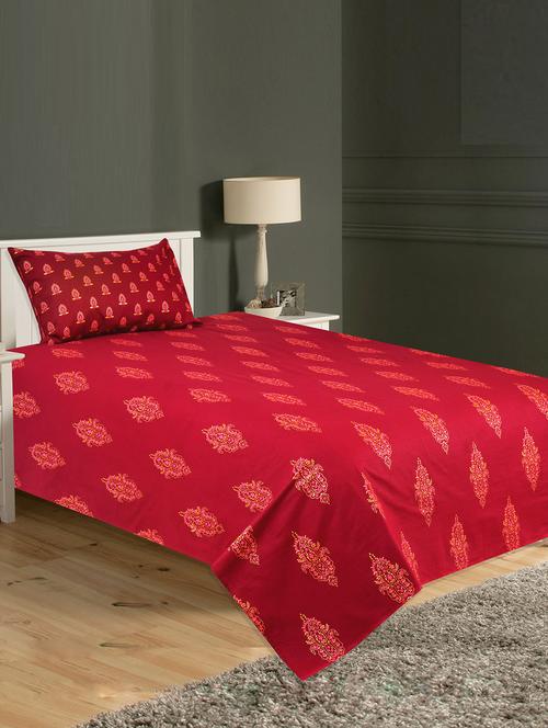 salona bichona 100% cotton single bedsheet with one pillow cover - 13928420 - Very Small Image - 1