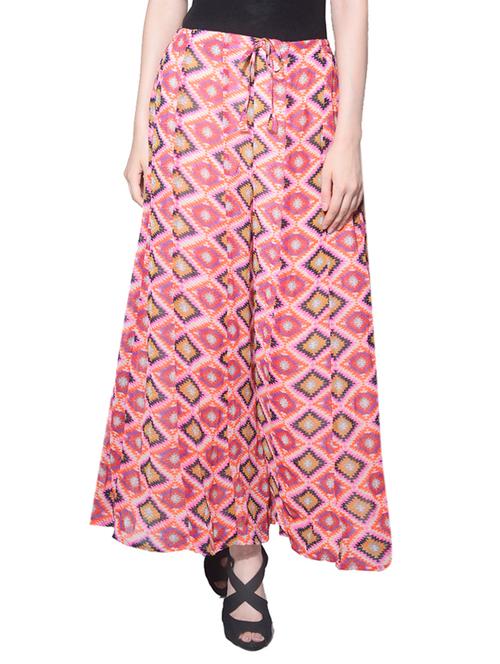 multicolored georgette flared palazzo - 13928550 - Very Small Image - 1