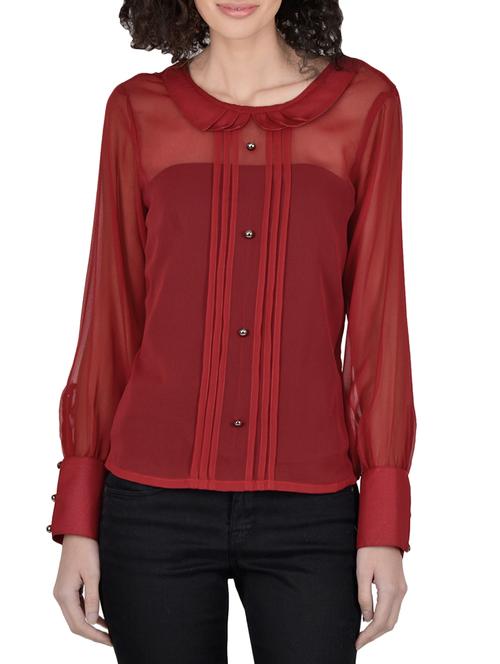 fadjuice red georgette a-line top - 13931782 - Very Small Image - 1