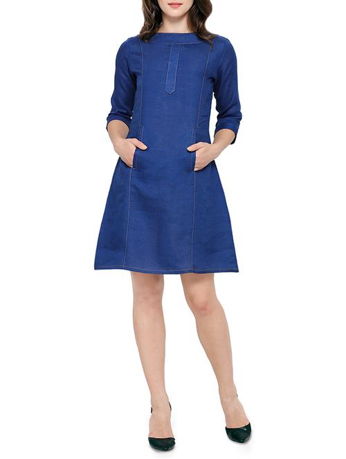 blue denim a-line dress - 13931802 - Very Small Image - 1