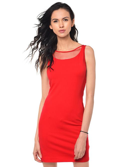 red cotton lycra bodycon dress - 13932306 - Very Small Image - 1
