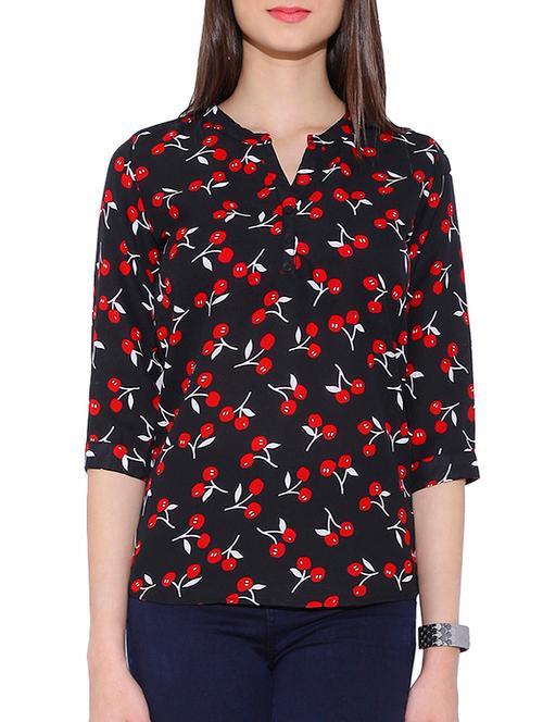 mandarin neck printed top - 13933658 - Very Small Image - 1