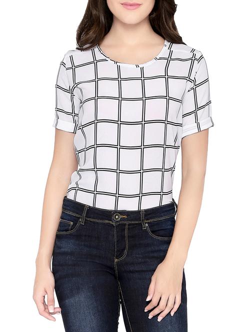 round neck checkered top - 13933661 - Very Small Image - 1
