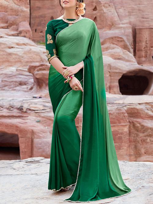 contrast lace ombre saree - 13934178 - Very Small Image - 1