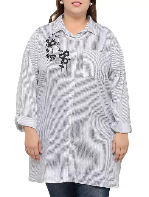 striped white plus tunic - 13934307 - Very Small Image - 1