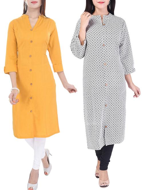 multi colored cotton combos kurta - 13934758 - Very Small Image - 1