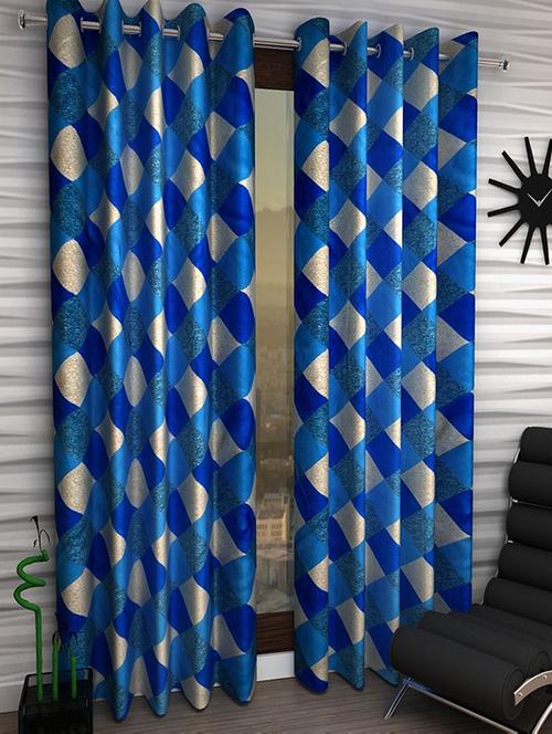 flossy blue polyester set of 2 door curtain - 13934992 - Very Small Image - 1