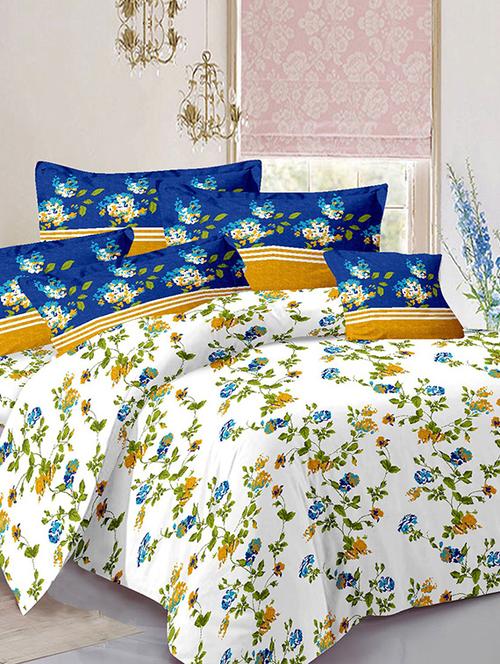 welhouse white super soft cotton double bed sheet with 2 contrast pillow covers - 13935627 - Very Small Image - 1