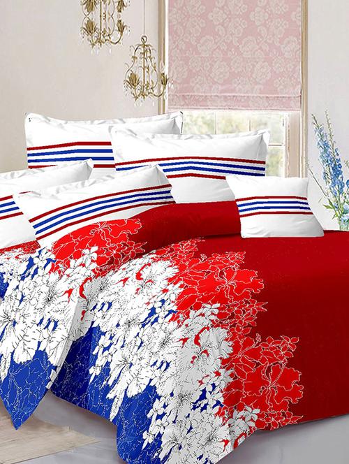 welhouse multicolor super soft cotton double bed sheet with 2 contrast pillow covers - 13935650 - Very Small Image - 1