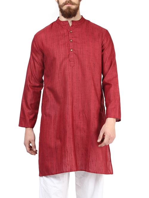 red silk blend long kurta - 13938643 - Very Small Image - 1
