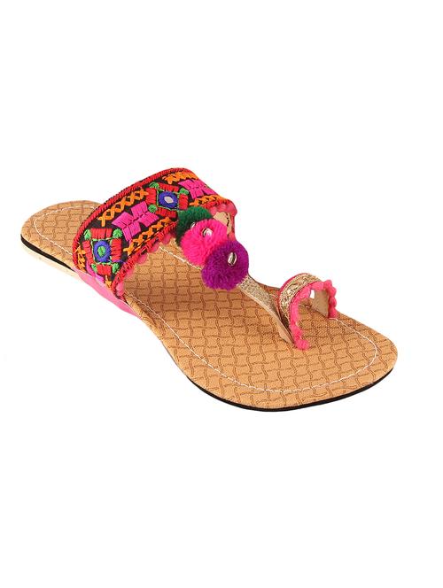 multi colored fabric ethnic kolhapuris - 13938785 - Very Small Image - 1