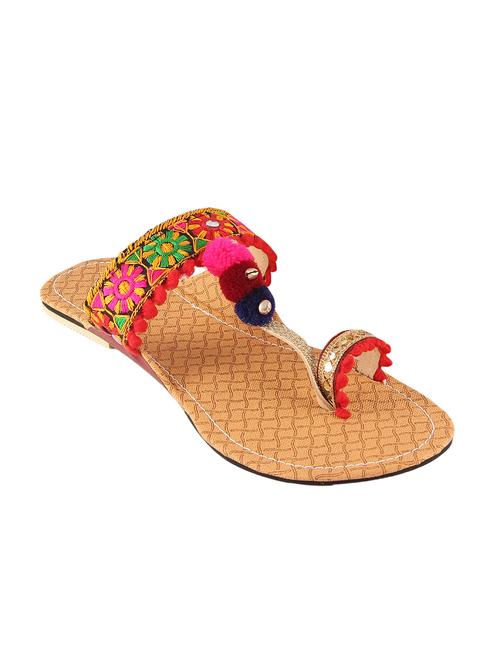 multi colored fabric ethnic kolhapuris - 13938787 - Very Small Image - 1