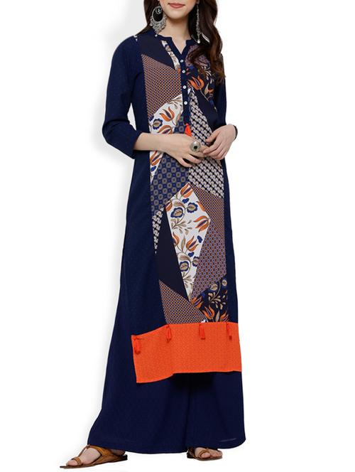 blue long kurta - 13941402 - Very Small Image - 1
