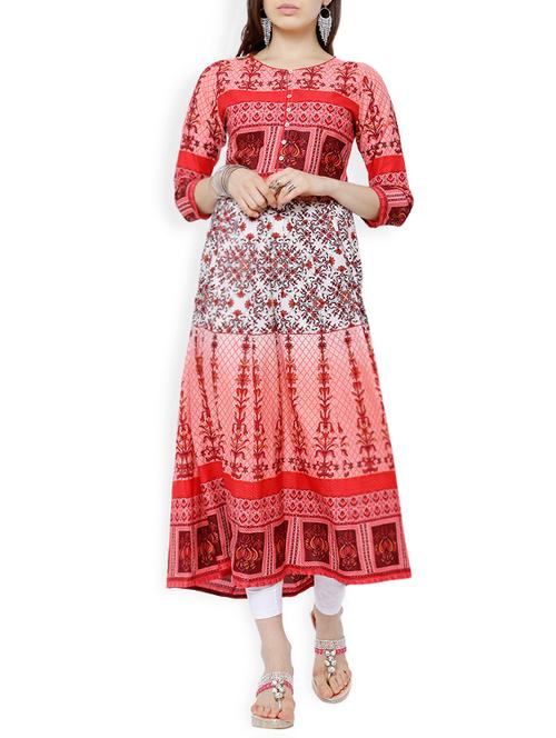 multi colored cotton flared kurta - 13941430 - Very Small Image - 1