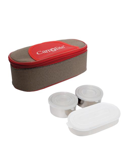 carrolite 3 in 1 lunchbox-2 steel container & 1 plastic chapati tray - 13941793 - Very Small Image - 1