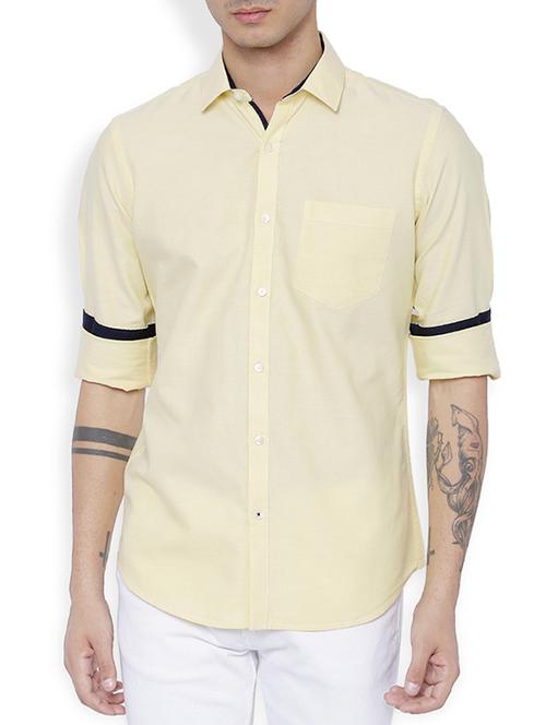 yellow cotton casual shirt - 13944220 - Very Small Image - 1