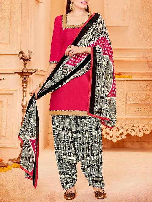 pink cotton patiyala suit dress material - 13945226 - Very Small Image - 1