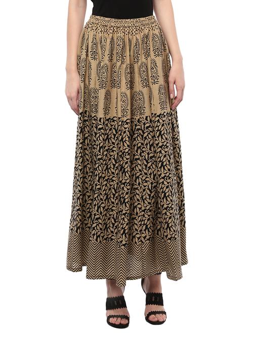 black & beige cotton printed skirt - 13946704 - Very Small Image - 1