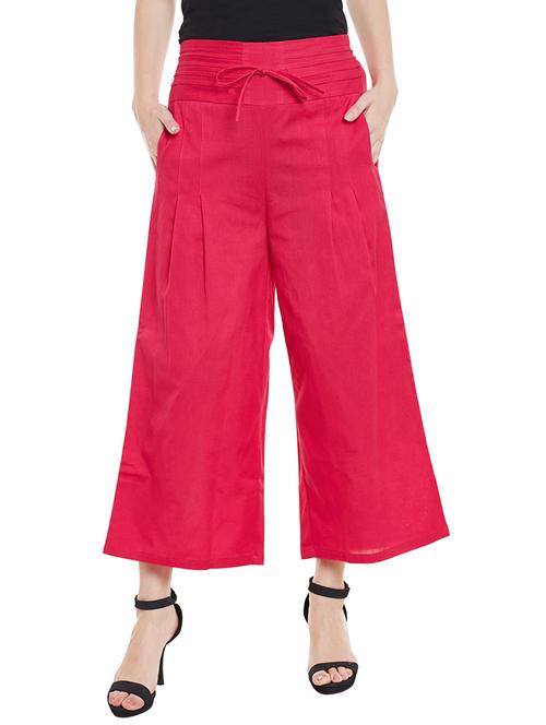 pink cotton wide leg trouser - 13947143 - Very Small Image - 1