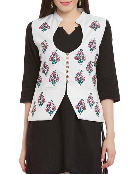 white cotton printed jacket - 13947160 - Very Small Image - 1