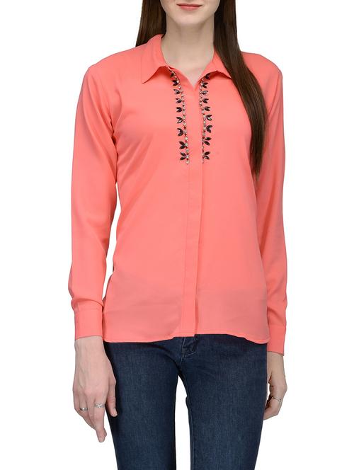 peach viscose regular shirt - 13947172 - Very Small Image - 1