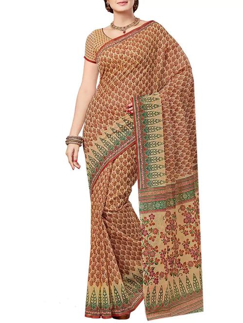 all over printed saree with blouse - 13947270 - Very Small Image - 1