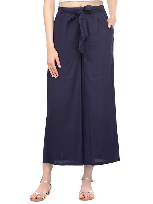 navy blue viscose trouser - 13947275 - Very Small Image - 1